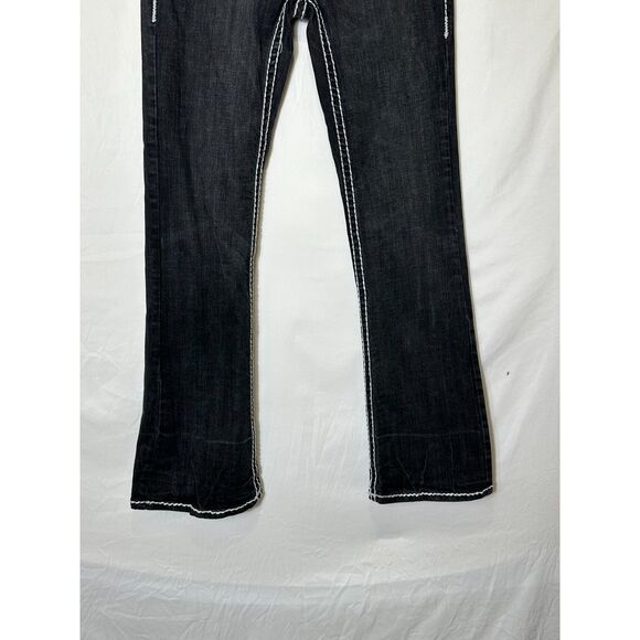 LA Idol Women Bootcut Jeans White Bold Stitching Stretch Flap Pocket Jr. Size 11 - Picture 3 of 8